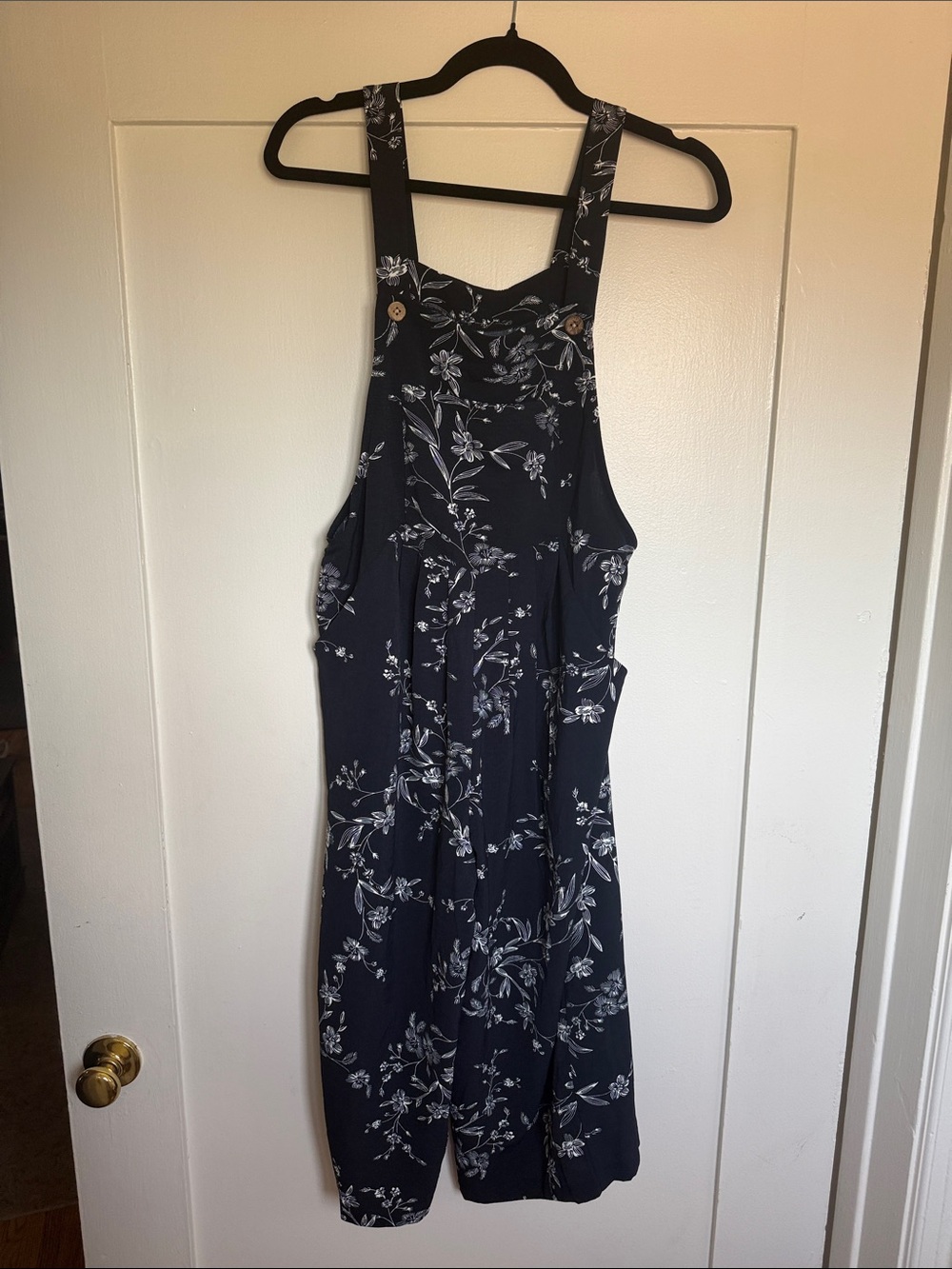 Women's Navy Floral Overall Dress